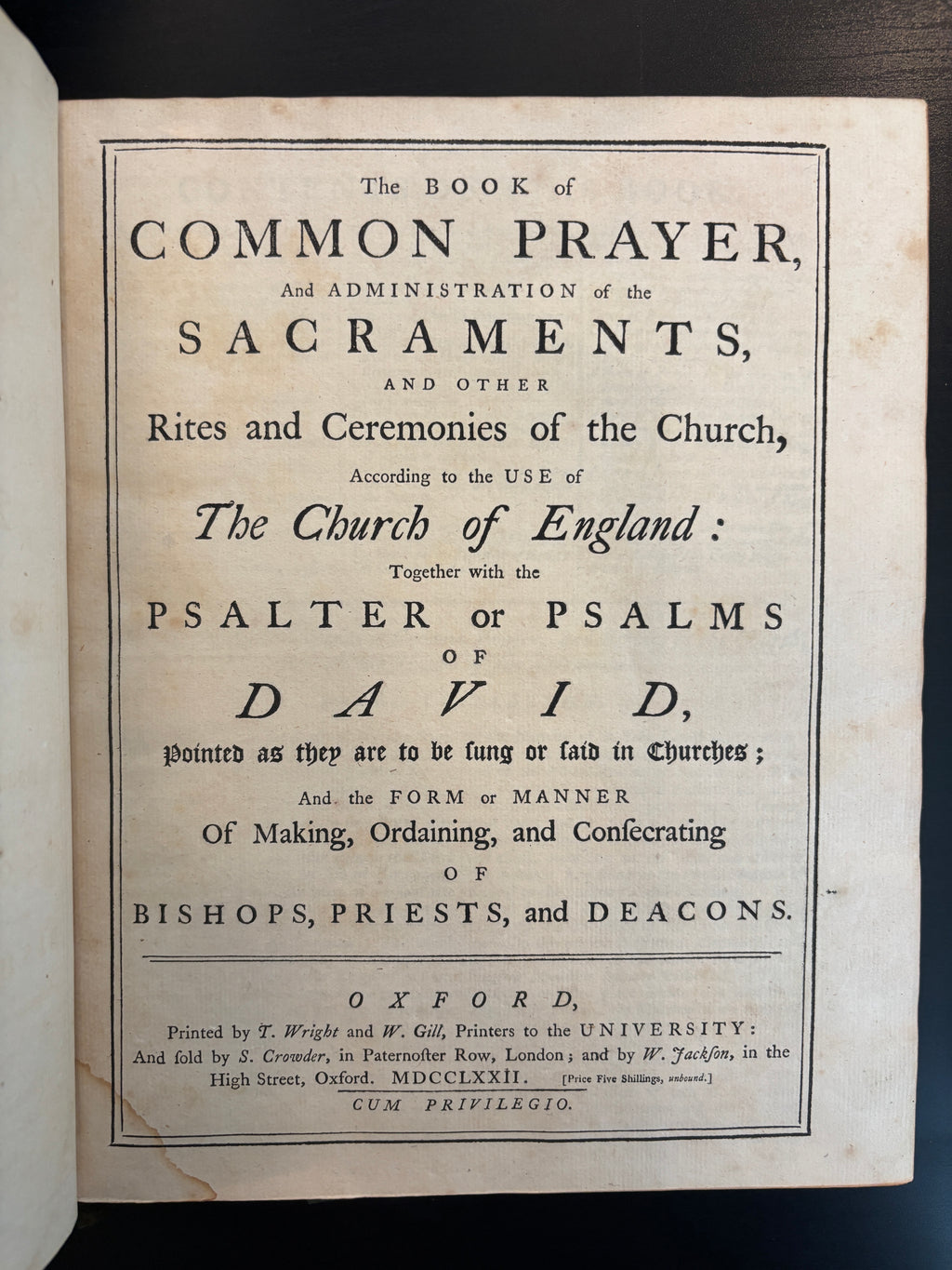 Book Of Common Prayer - Fine Binding