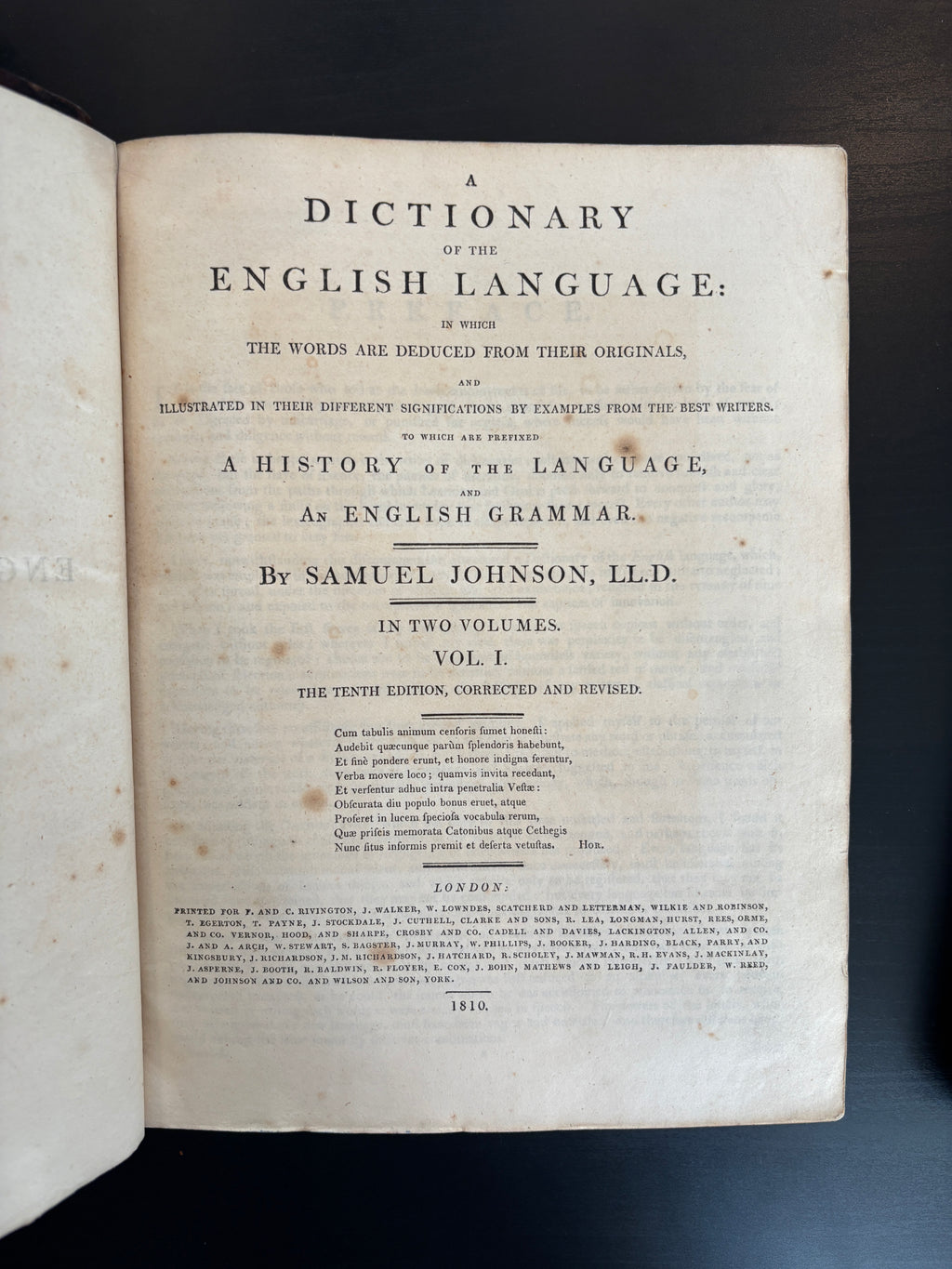 Samuel Johnson's Dictionary of the English Language 1810