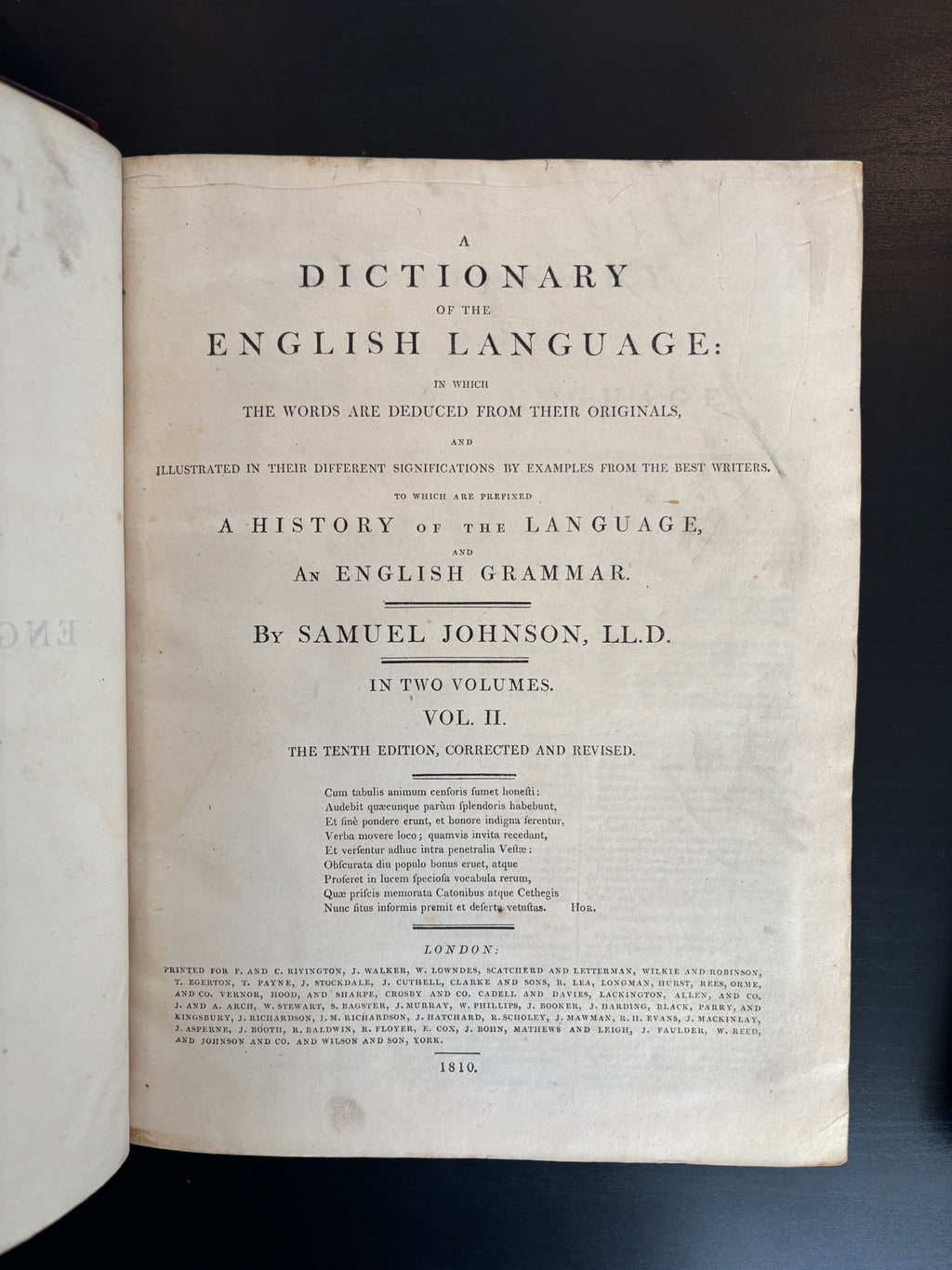 Samuel Johnson's Dictionary of the English Language 1810